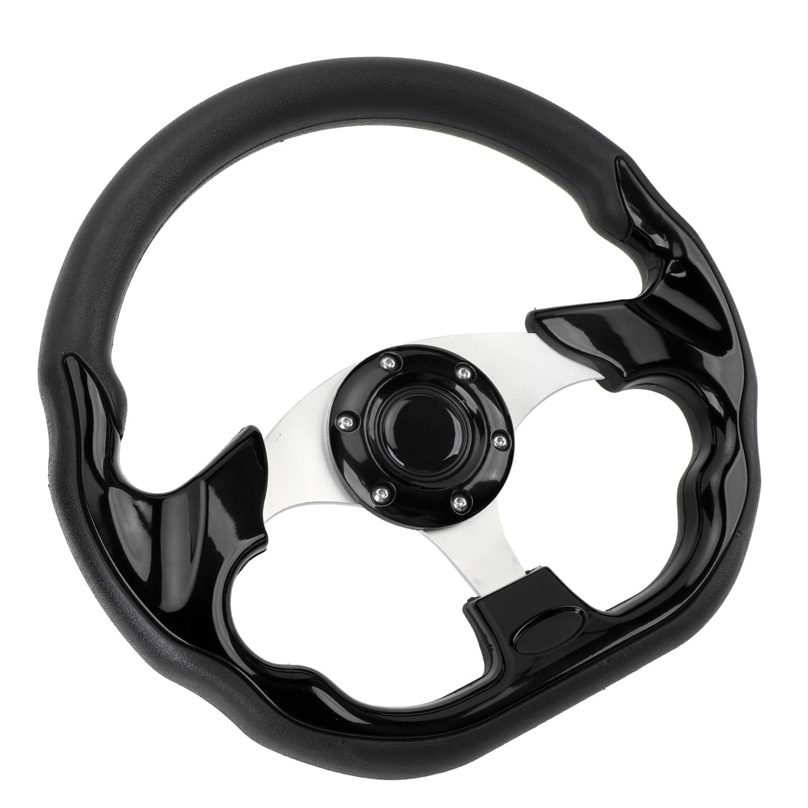 13in Volante Auto Pelle PU Telaio Rosso Alluminio (BLACK)