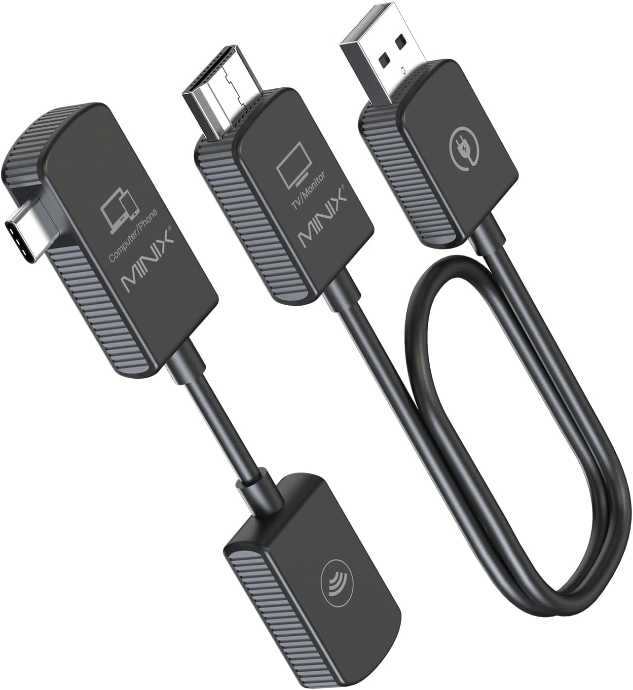 C1 USB-C HDMI Wireless Extender, USB C sender and HDMI receiver wireless dongle, 1080P 60Hz, Portable, Plug and Play for Laptops PC Smartphones Screen Cast, IP15 phone Android 164ft Driver Free