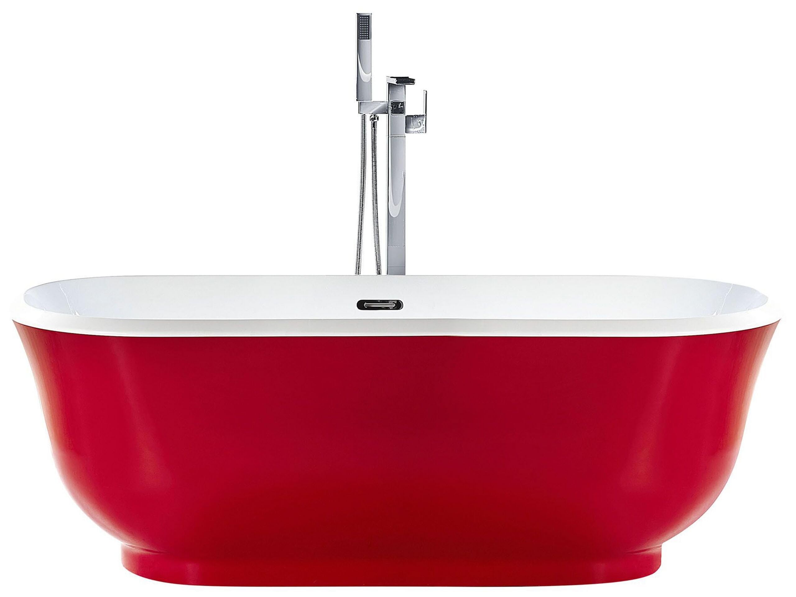 Bañera independiente de acrílico rojo 170 x 77 cm ovalado bordes redondeados moderno Tesoro