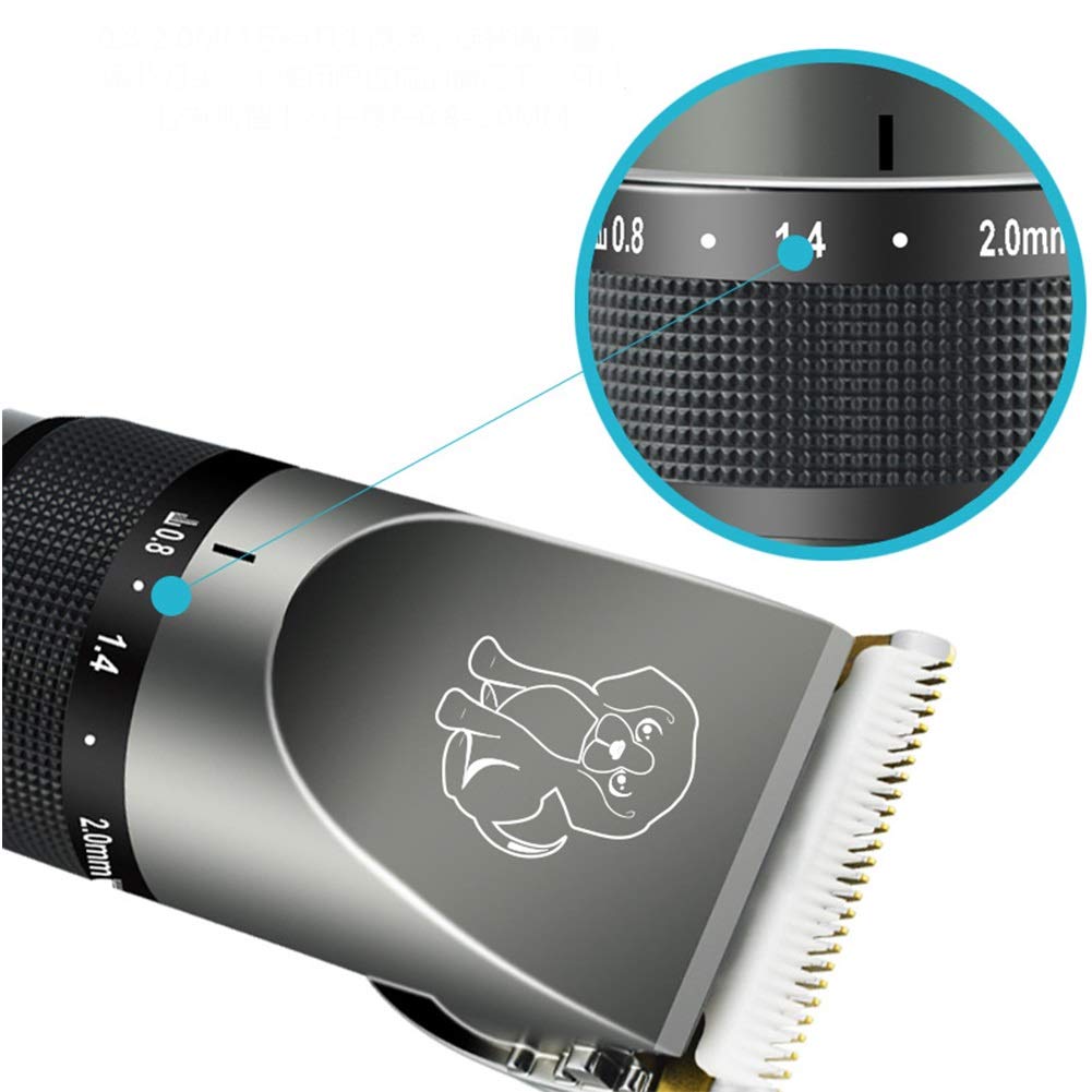 MAJUN Pet Clipper Elettrico, Regolabile Low Noise di Ricarica USB Cane del Rasoio, Gatto Capelli Clipper cesoie con 4 Pettine e Spazzola di Pulizia