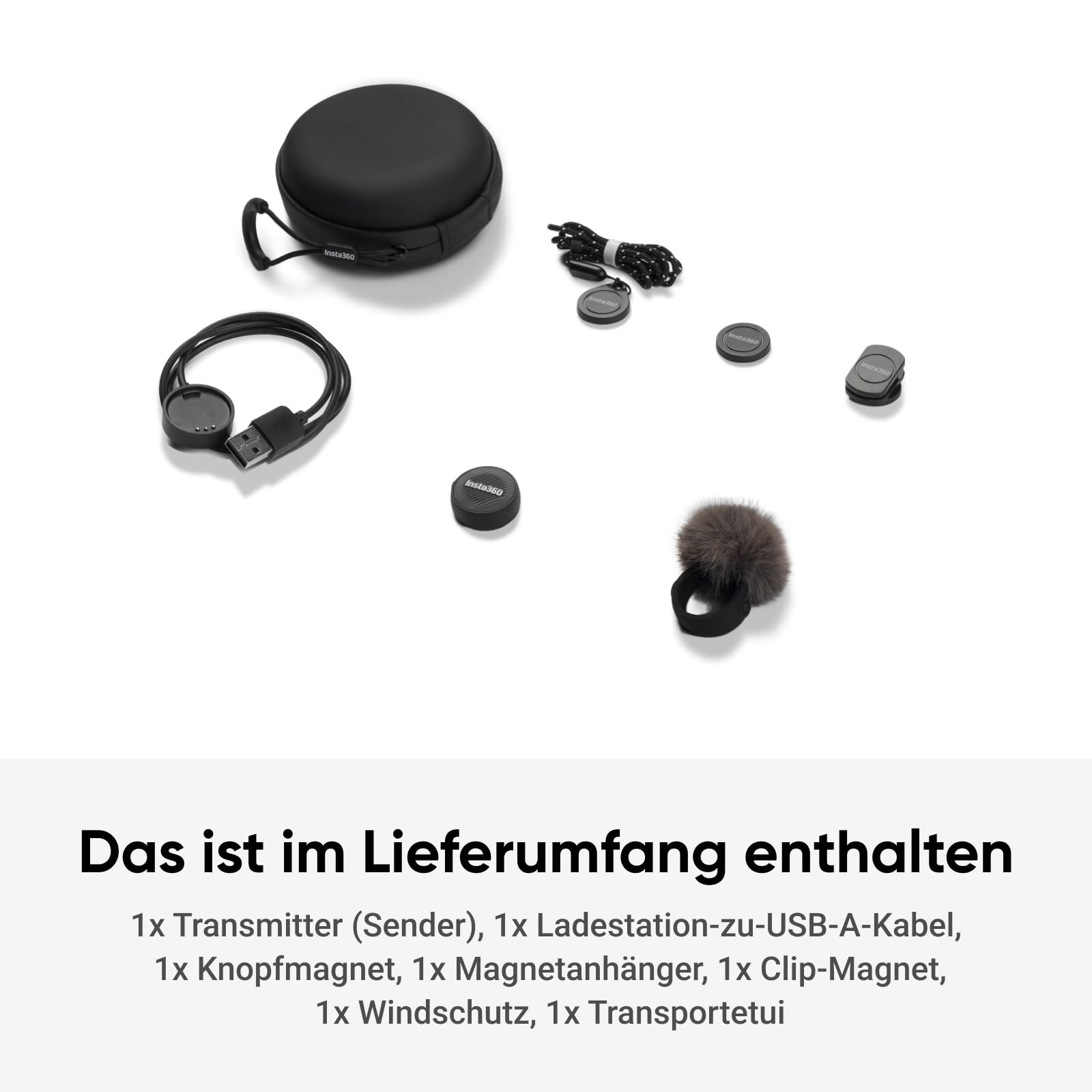 Insta360 Mic Air Transmitter, ultraleichte 7,9 g, Drahtloses Mikrofon X5/X4/X4 Air/Ace Pro 2/GO Ultra, Rauschunterdrückung, Vlog, Streaming