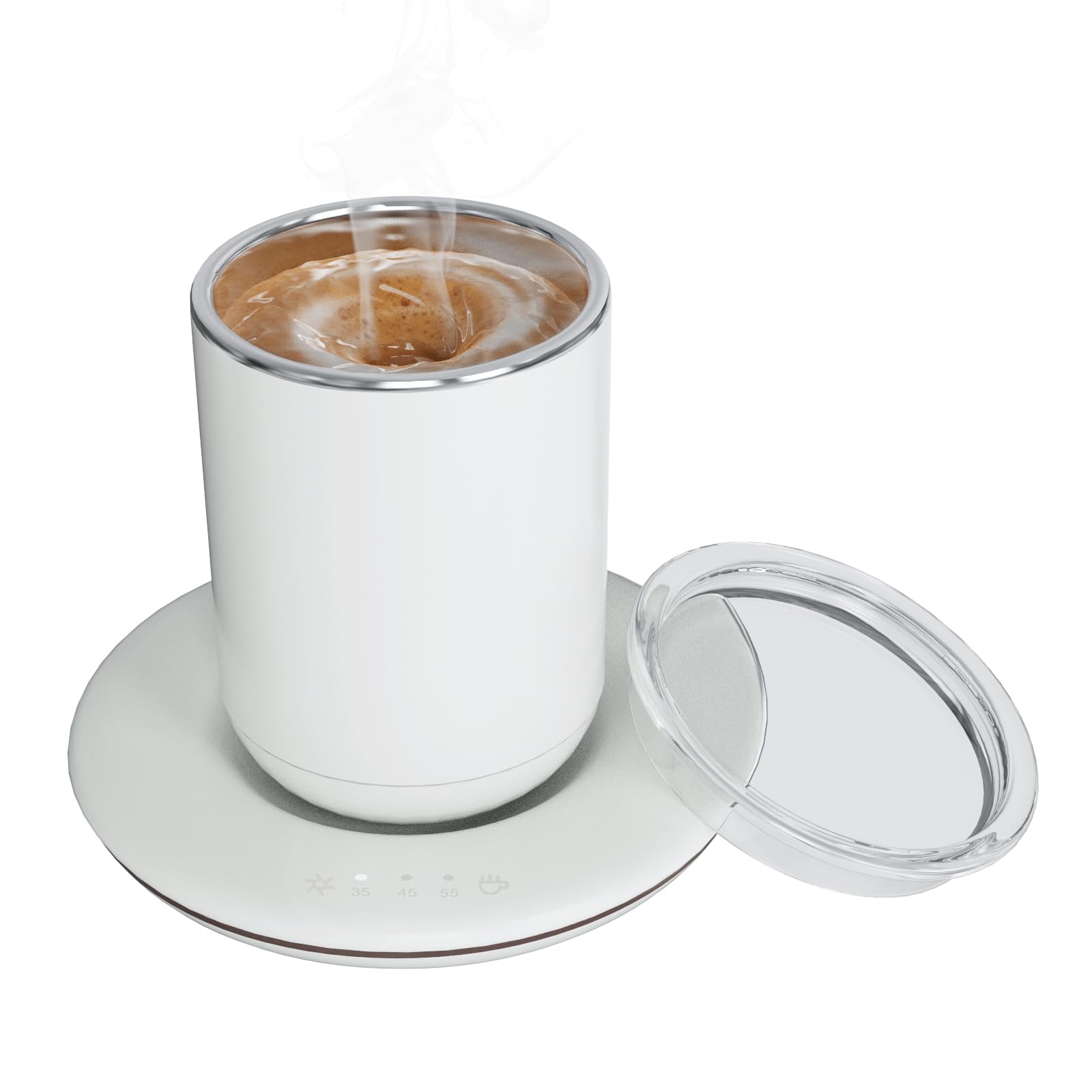 Amazon.com: 咖啡杯保溫器,附自動攪拌組,10 盎司(約283.5 毫升)可充電自暖咖啡杯適用於書桌自動關閉,100 華氏度- 140°F(約 37.8 攝氏度- 165.0 度)智慧型溫度控制飲料暖馬克杯,適合攪拌和加熱(白色) :