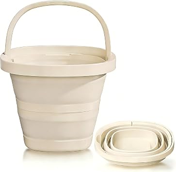Collapsible Bucket, 2.6 Gallon 10L Portable Water Pail, Foldable Design with Handle, for Garden, Car Wash, Camping