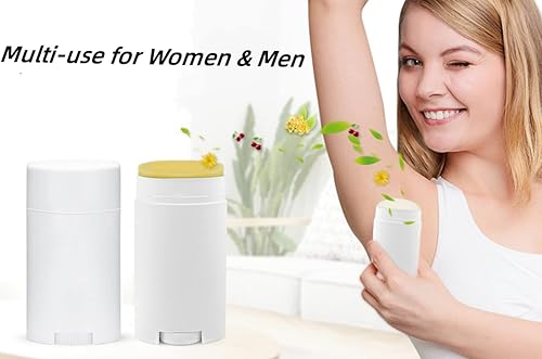 Miniatura 6 de Paquete de 10 recipientes de desodorante vacíos blancos de 2.5 onzas, tubos ovalados de bálsamo labial de plástico, tubos ovalados para