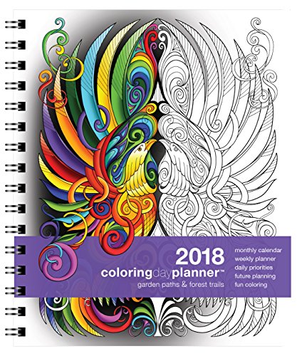 Action Publishing Coloring Day Planner · 2018 Garden Paths & Forest Trails · Daily and Weekly Scheduling and Goal Planning, with Nature and Botanical Coloring Pages · Jan - Dec (7 x 8.5 inches)