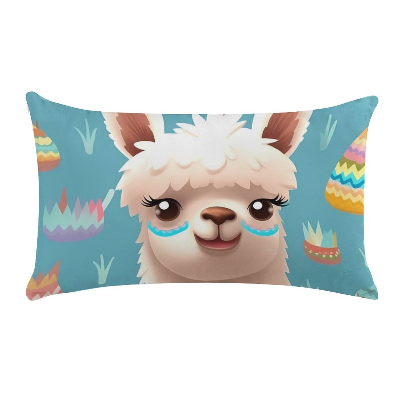 Alpaca Patterm Pillow Cases for Sofa, Super Soft Plush Pillow Cover with Zipper, Luxury Cozy Pillow Shams for All Seasons, Lightweight Pillowcases for Bedroom, 12" X 20"