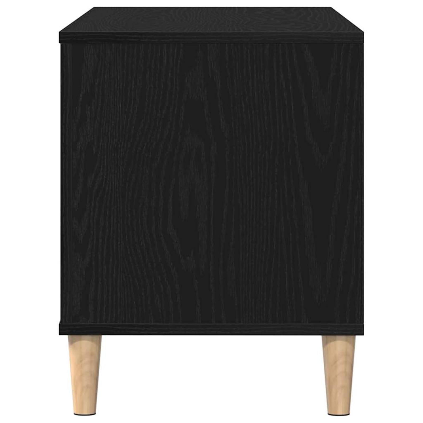 Armadietto per vinili, 100 cm, in legno, effetto rovere nero, con molto spazio e 5 ripiani per dischi e libri