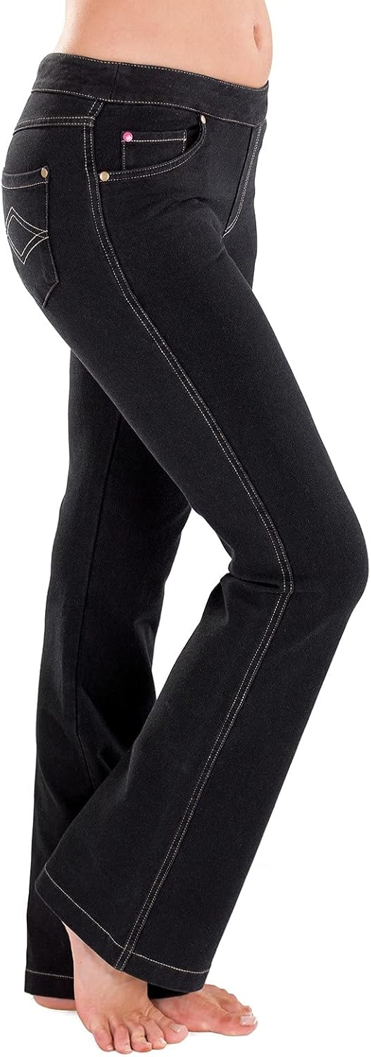 PajamaJeans Womens Stretch Jeans - Bootcut Jeans for Women Tall Large Tall Black