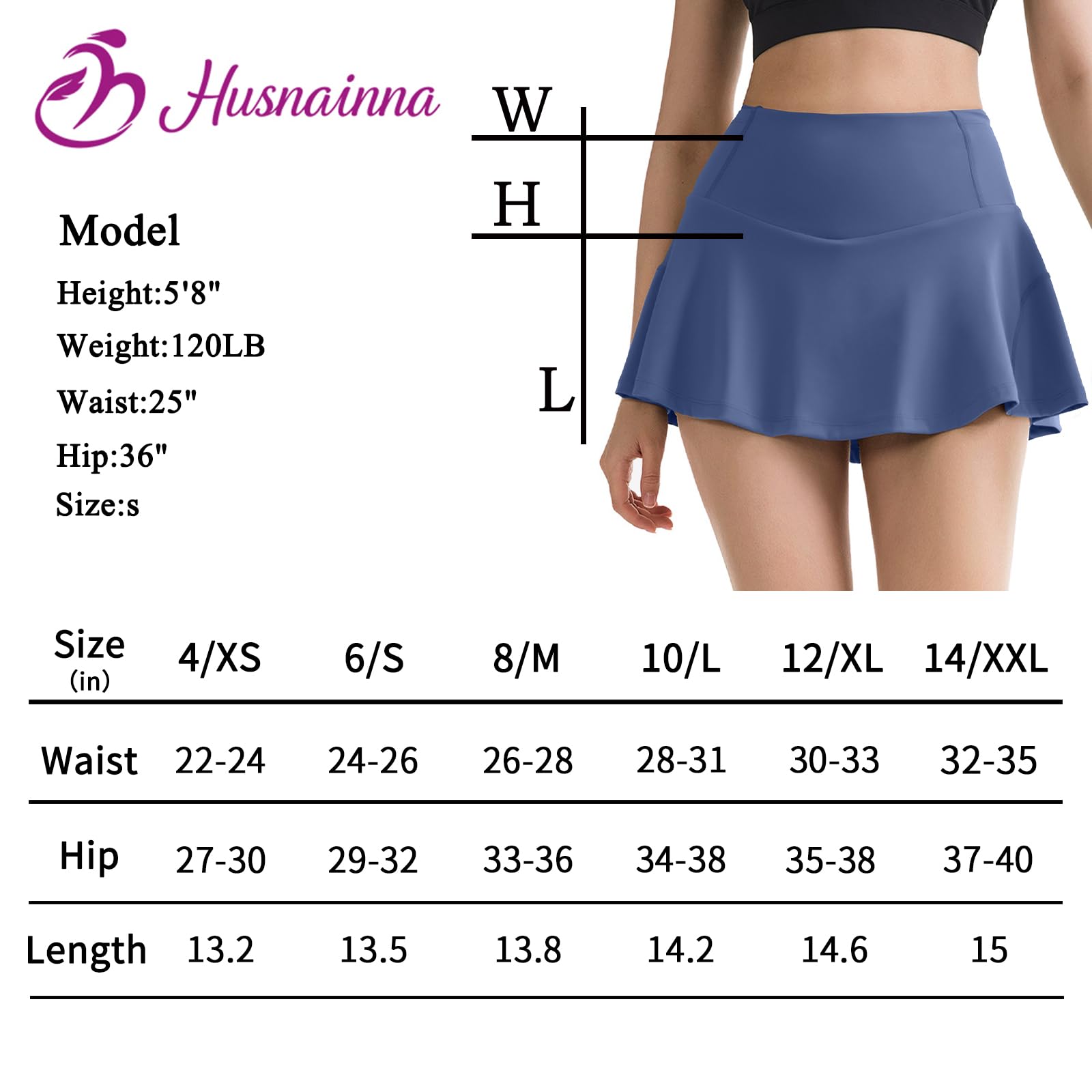 Abbigliamento Tennis Donna, Gonna da tennis a pieghe a vita alta per donna pantaloncini integrati con 5 tasche gonne da golf skorts atletica corsa, Goccia d'acqua blu, L