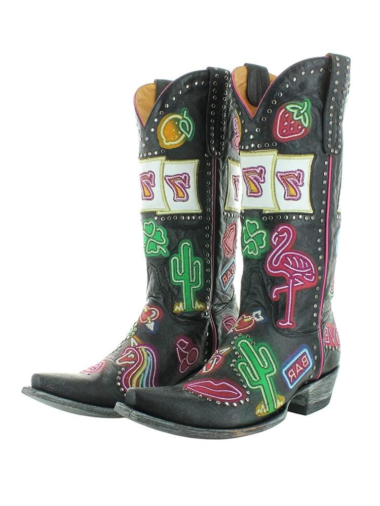 SO SIMPOK Stylish Western Mid-Calf Boots for Women - Embroidered PU with Chunky Heel Stud Details