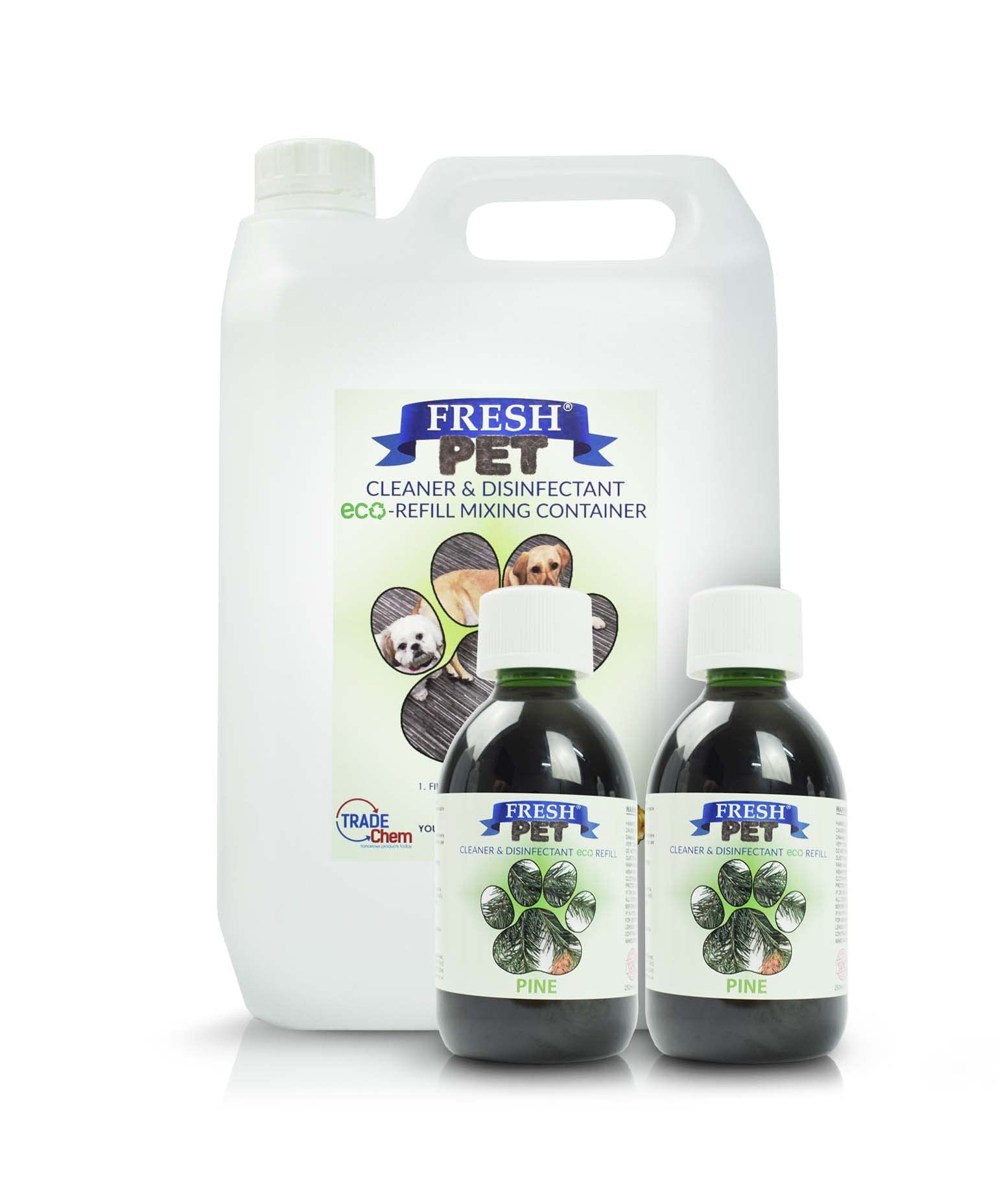 Trade Chemicals Fresh Pet eco-Refill Kennel Disinfectant 2x 250ml w/Empty 5L (Pine)