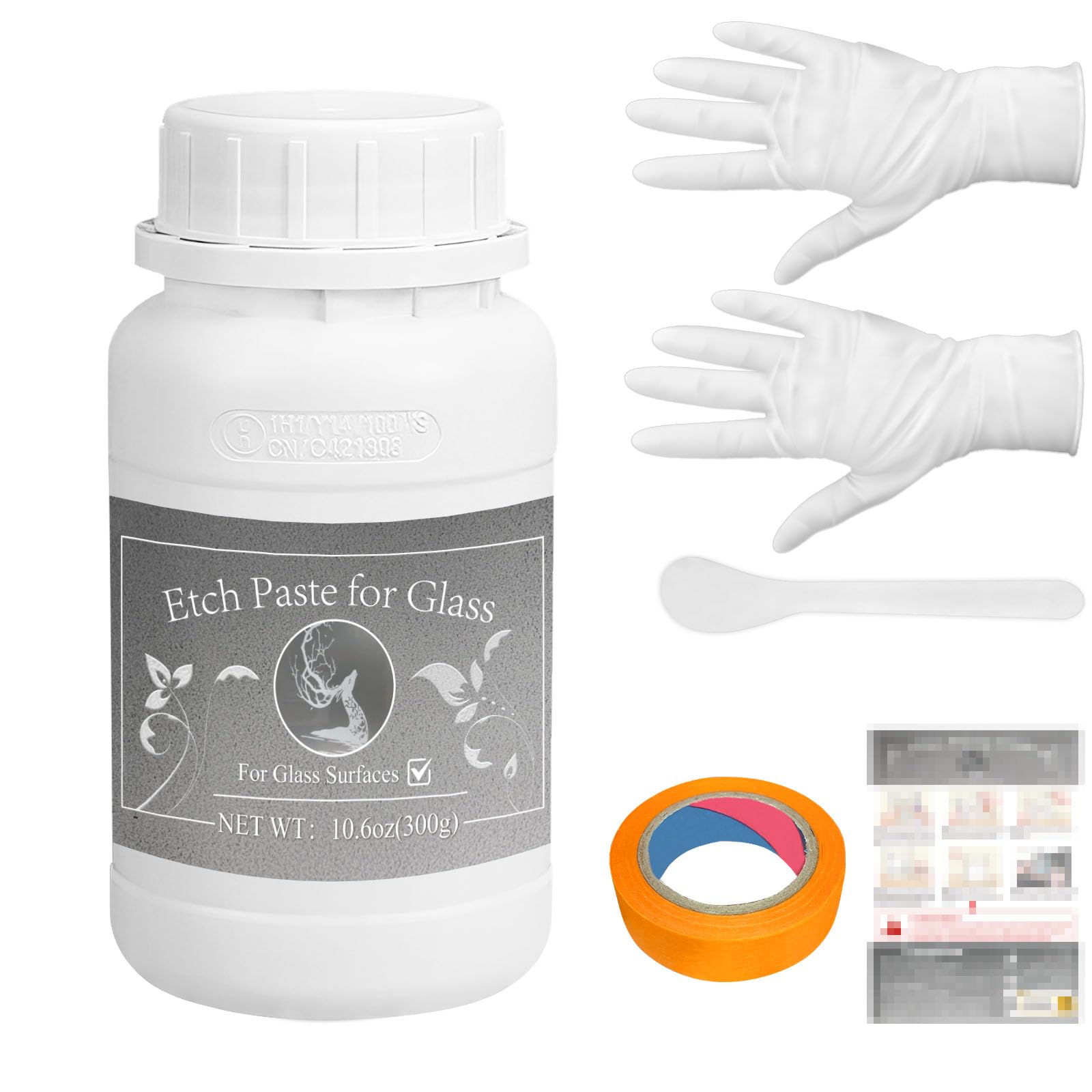 300g Glass Etch Kit - Etching Paste Creates Beautiful Designs on Glass Surfaces - Suitable for Windows, Cups & More