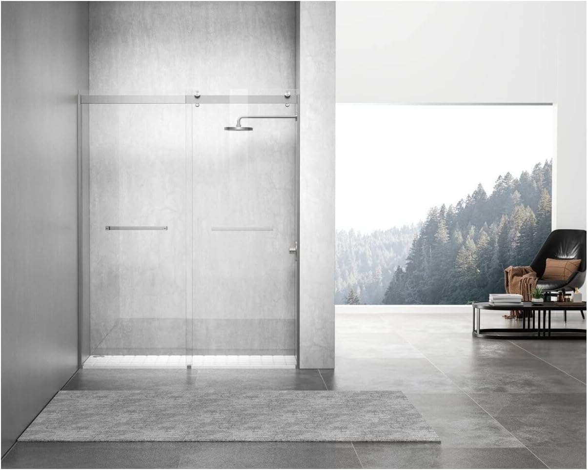 Elegant Kitchen and Bath Hamilton Frameless Aluminum Shower Door in Nickel