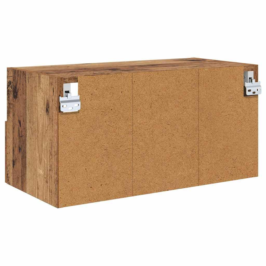 TV-Wandregale 2er Set Altholz 60x30x30 cm Holzwerkstoff Hängeregal Wandregal Hochglanz Wohnzimmer Regal für Fernseher Media Center Schlafzimmer Dekoration Platzsparend Lagerregal