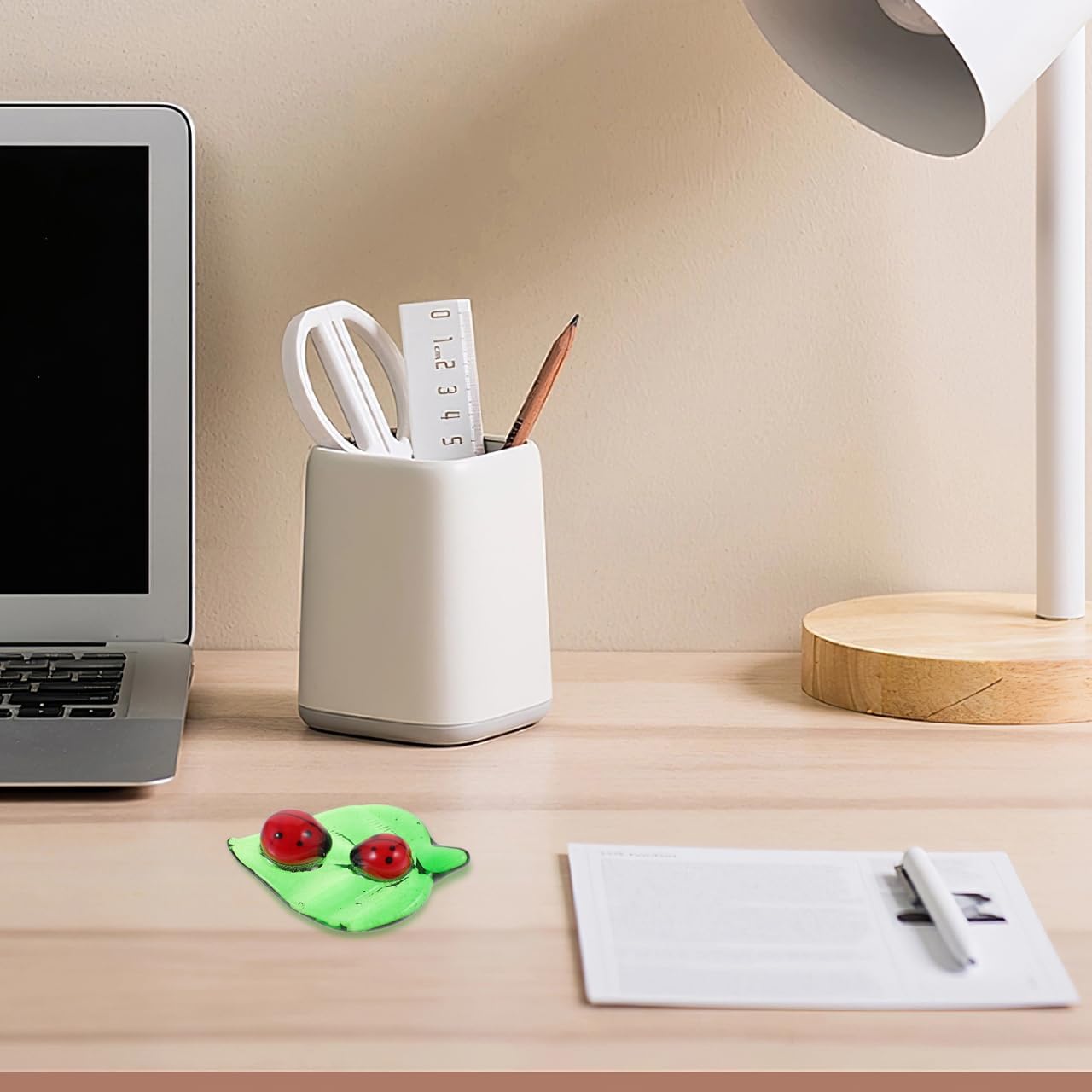 BESTOYARD Hand-Blown Glass Ladybug Figurine on Leaf Colorful Miniature Collectible Desktop Ornament for Home and Office Decoration Compact Size Glass Craft - Image 3