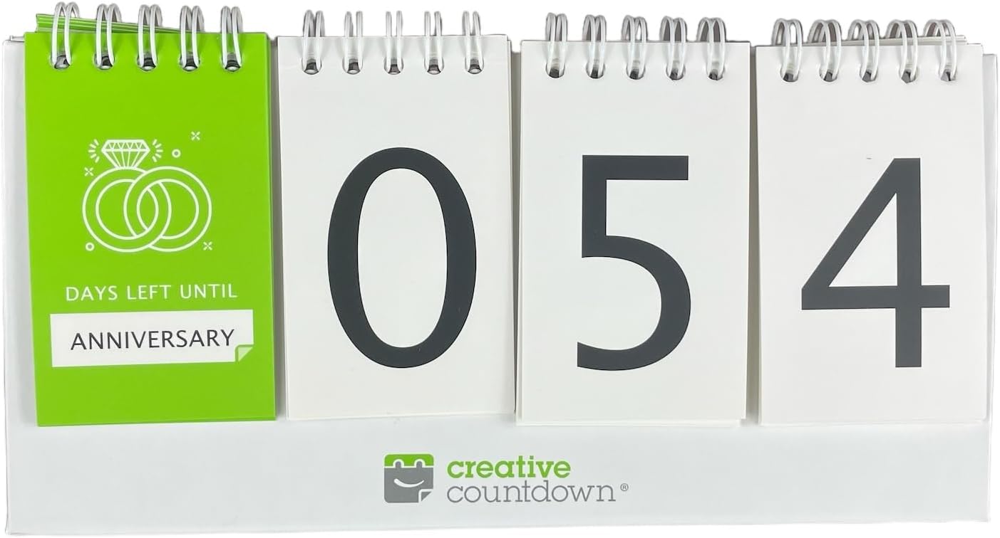 Perpetual Countdown Calendar, Days Left Tracker for Holidays, Birthdays, Anniversaries, Vacation, Goals - fully reversible - perpetual daily calendar on back side of the countdown calendar.