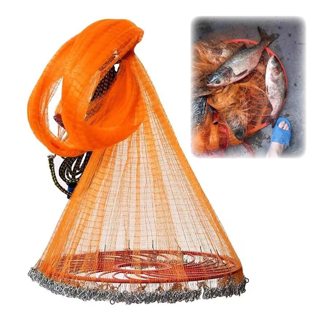 Retino da pesca in acqua salata for principianti, altezza 9,8-16,4', con disco da 60 cm, rete da lancio monofilamento for esche da pesca for fiumi
