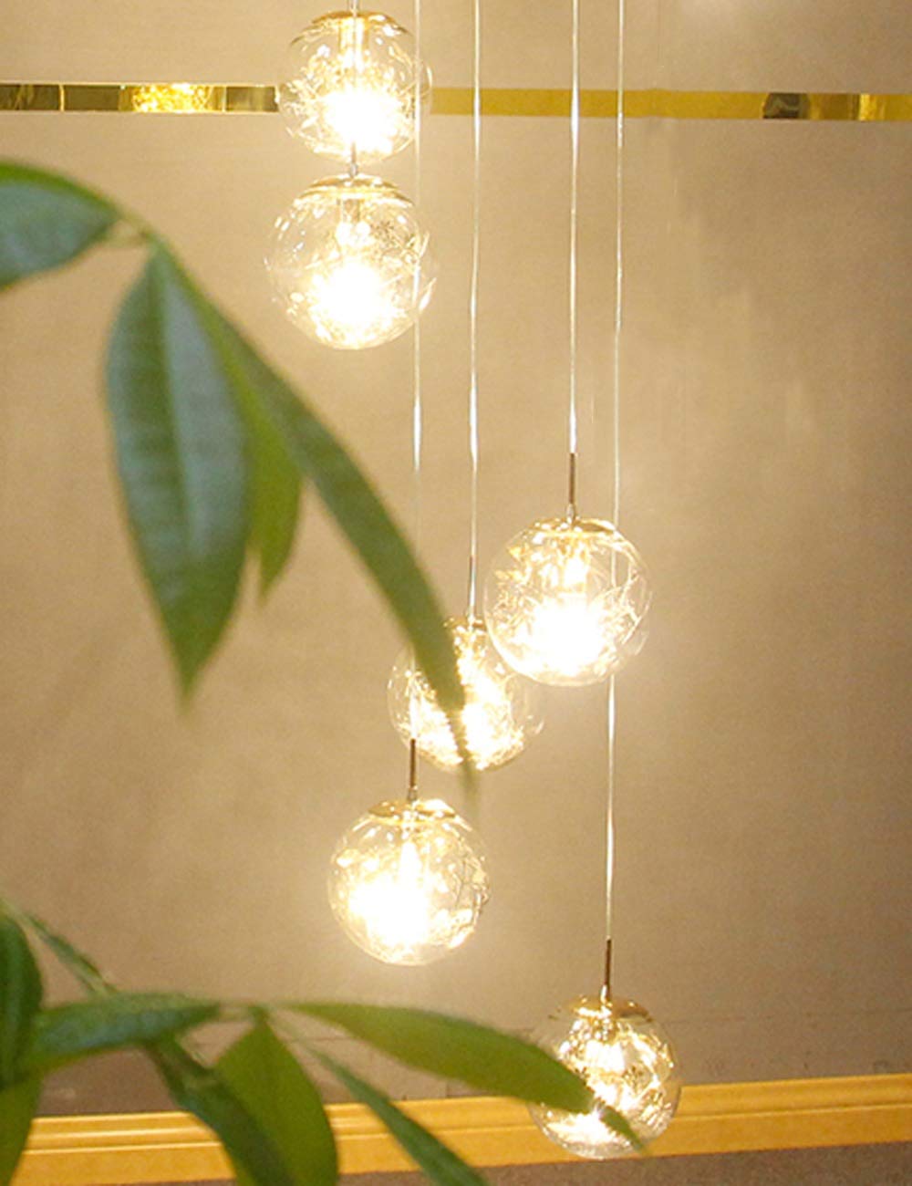SXECAEPS Modern creative chandelier Creative Restaurant Pendant Light Modern Minimalist LED For Living Room Duplex Staircase Multi Bubble Balls Long Nordic Art Personality Ceiling