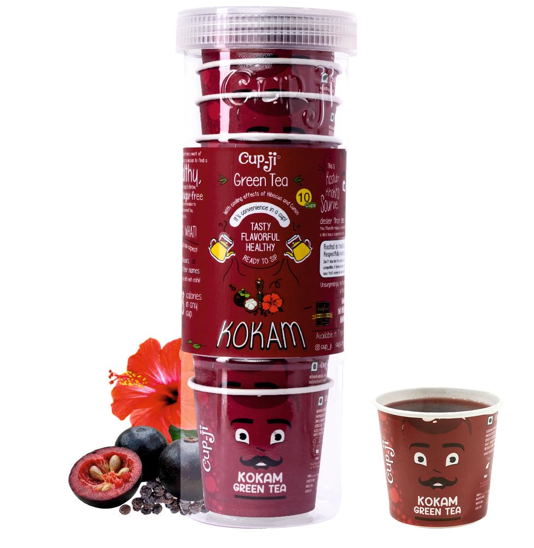 Cup-ji Ready to Sip Kokam Green Tea I With Hibiscus & Kokam I Effective on Weight Loss Ion Bitter & Whole Leaf Green Tea I Fruity & Peppery I10 Cups with Each Cup Size 210 ml-image-17