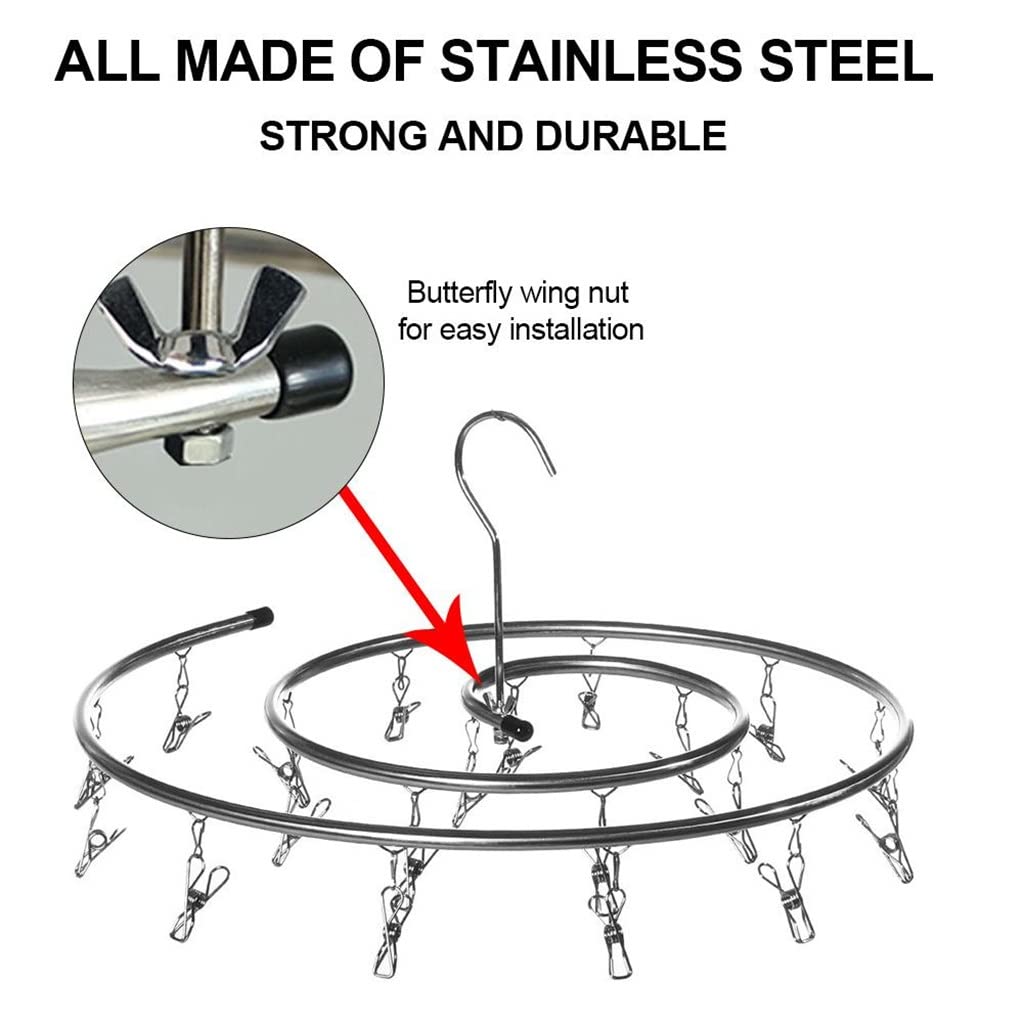 Stendibiancheria in acciaio inossidabile con clip Mollette Appendiabiti a spirale per asciugare i calzini (B)