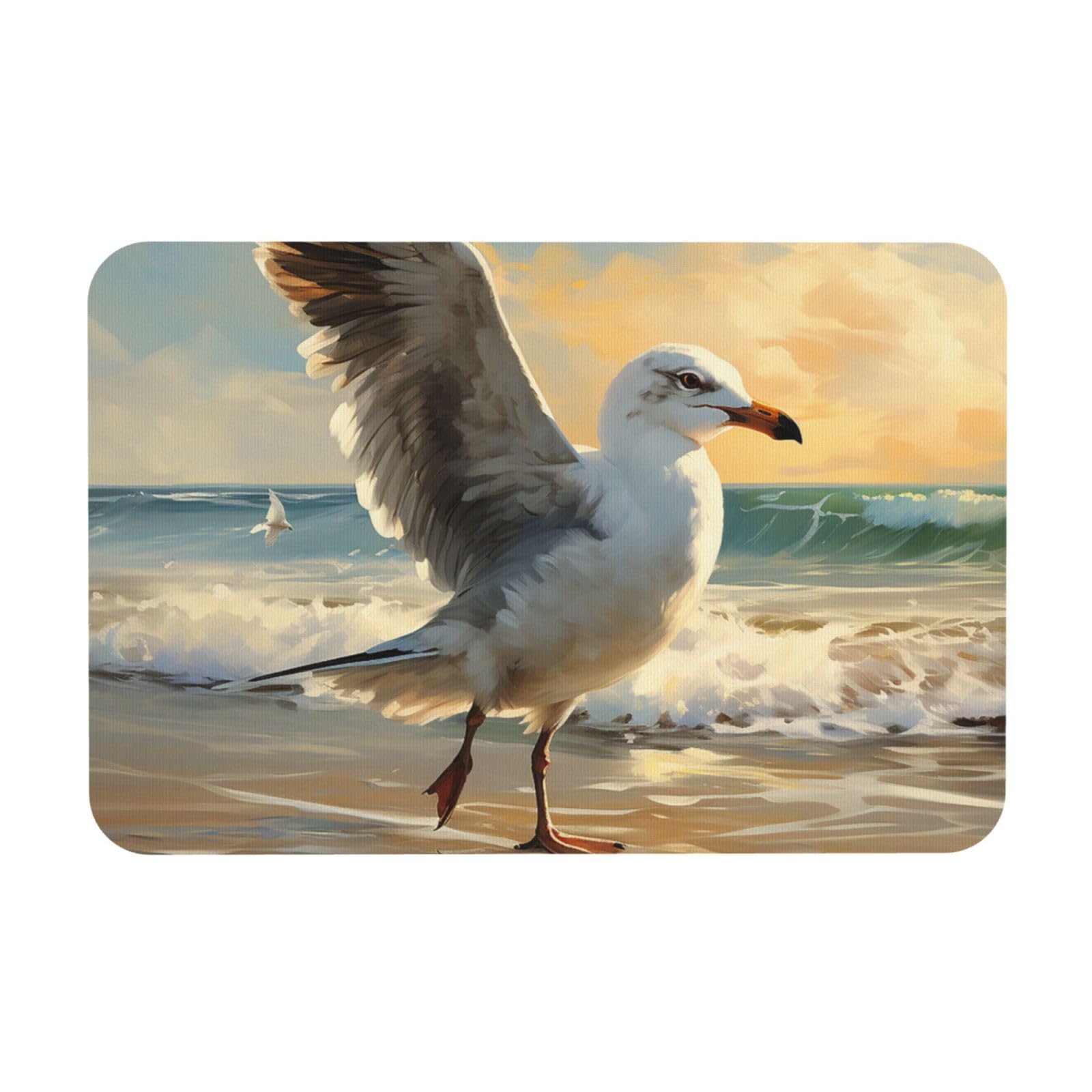 Tapis de bain en pierre de diatomée avec peinture mouette