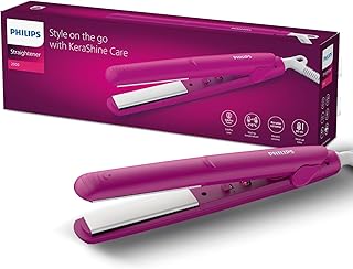 Philips India's No.1 Hair Styling Brand Hair Straightener, Long-Lasting Salon like Results, Frizz Control,Shine, Ceramic Plates Even Heat 200°C, Narrow Plates for Precision, For Indian Hair, BHS252