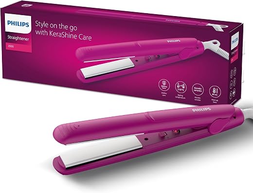 Philips India's No.1 Hair Styling Brand Hair Straightener, Long-Lasting Salon like Results, Frizz Control,Shine, Ceramic P...