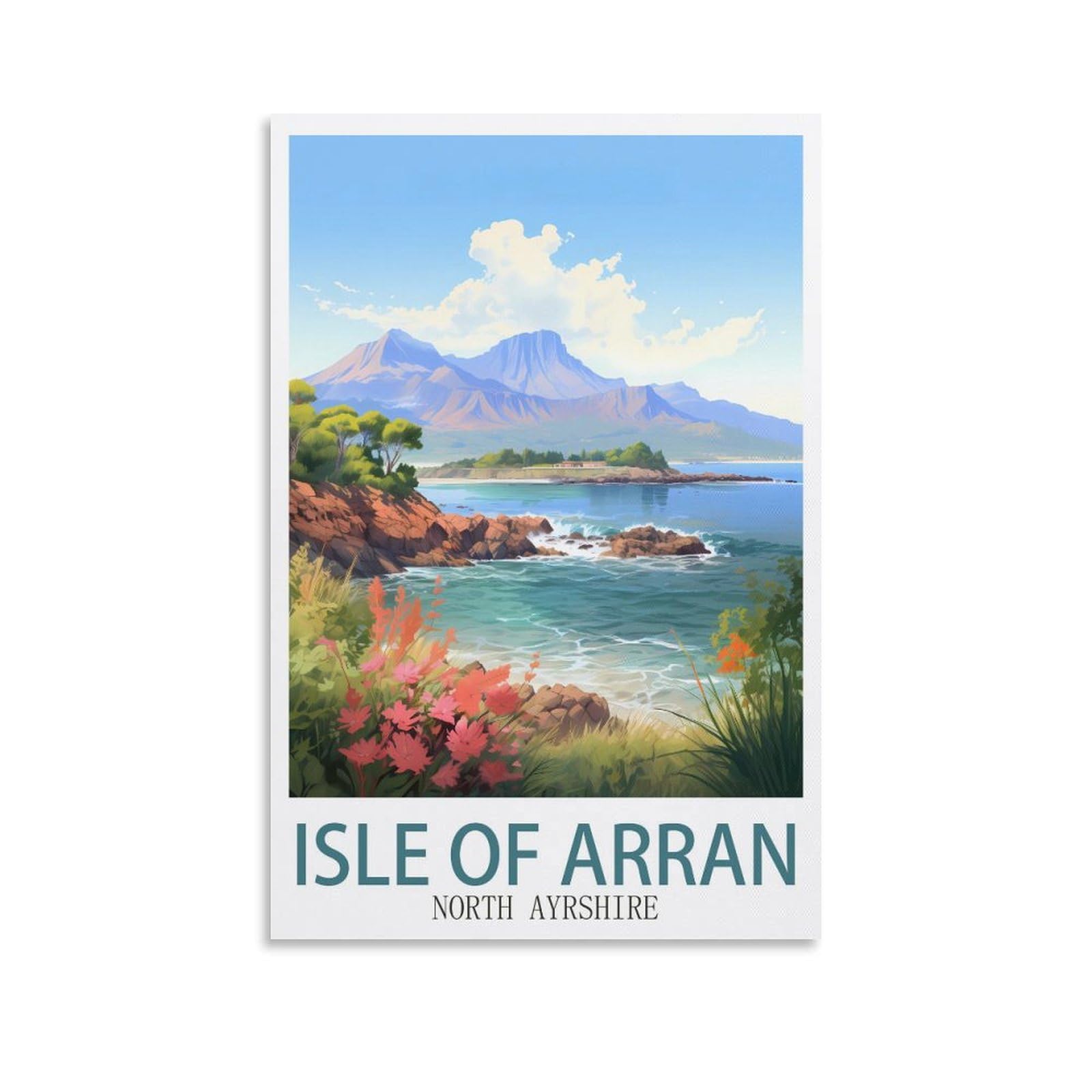 ZBBGGOZ Isle of Arran North Ayrshire Vintage Travel Posters 12x18inch(30x45cm) Canvas Wall Posters And Art Picture Print Modern Family Bedroom Decor