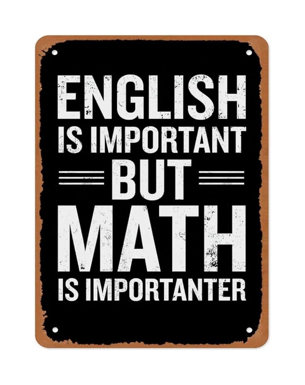 PKNVKZIDK English Is Important But Math Is Importanter Metal Sign Funny Math Quote Scandinavian Bohemian Decor for Classroom 8 X 12 in