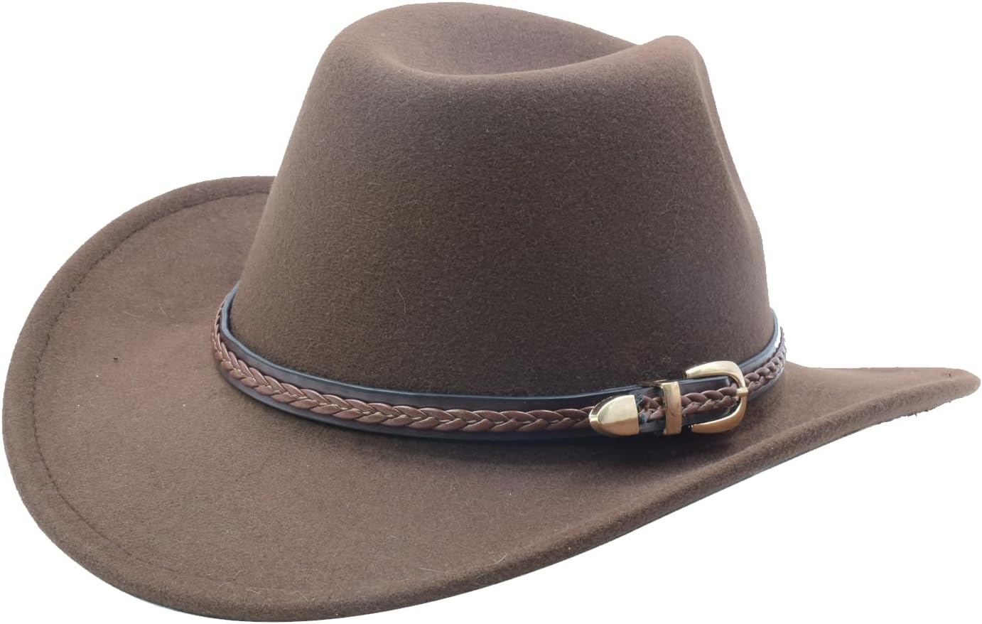 Men & Women's Classic Felt Wide Brim Western Cowboy Cowgirl Hat with Belt Buckle