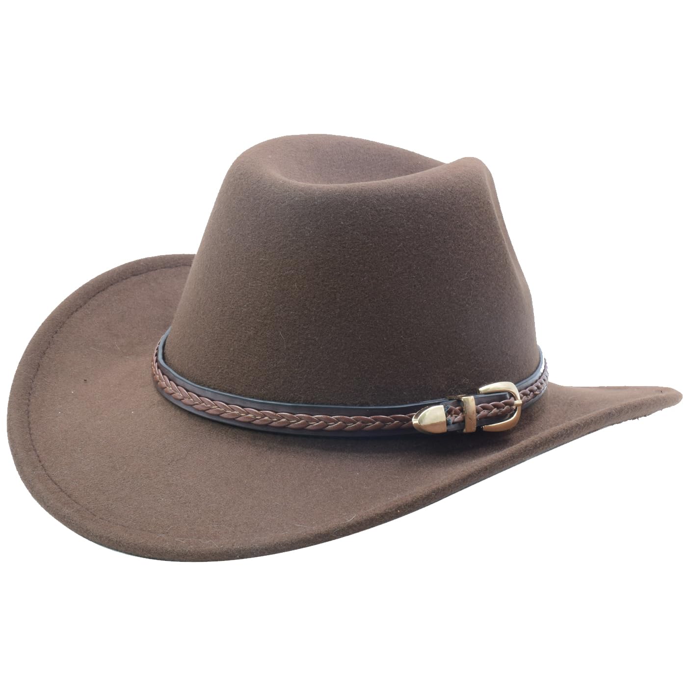 Cappello da cowgirl da cowboy occidentale classico in feltro a tesa larga da uomo e donna con fibbia per cintura