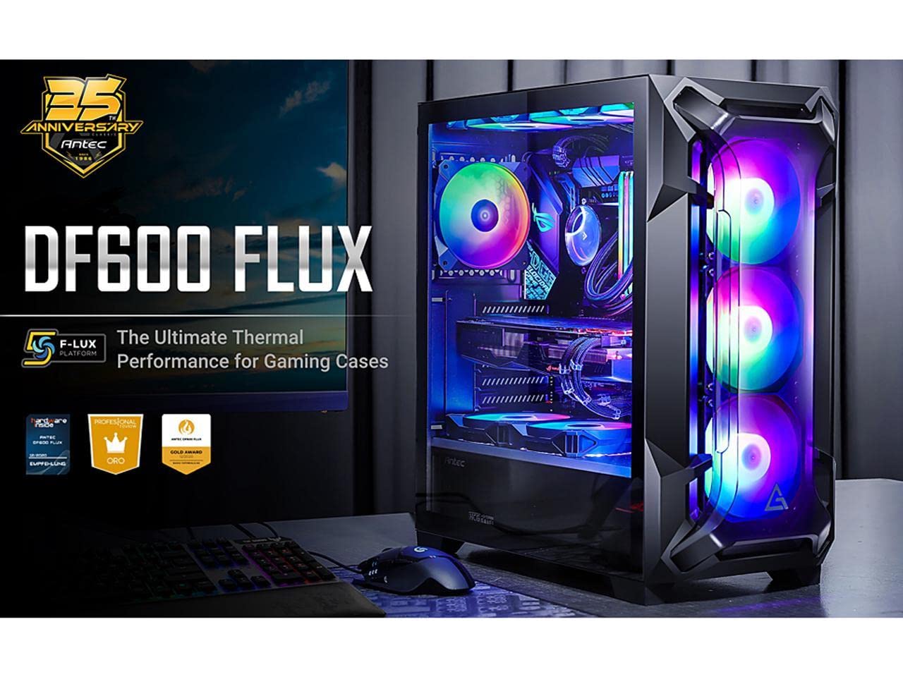 Caja Gaming ANTEC DF600 Flux ATX 2XUSB3.0 SIN Fuente RGB