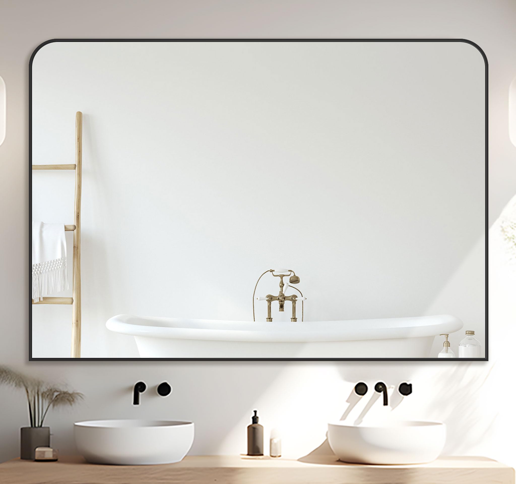 Photo 1 of LadyNow Black Metal Framed Wall Mirror, 48x36 Inch