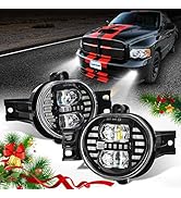 COWONE LED Fog Lights with White DRL Compatible with Dodge Ram 1500 Ram 2500 3500 Durango Pickup ...