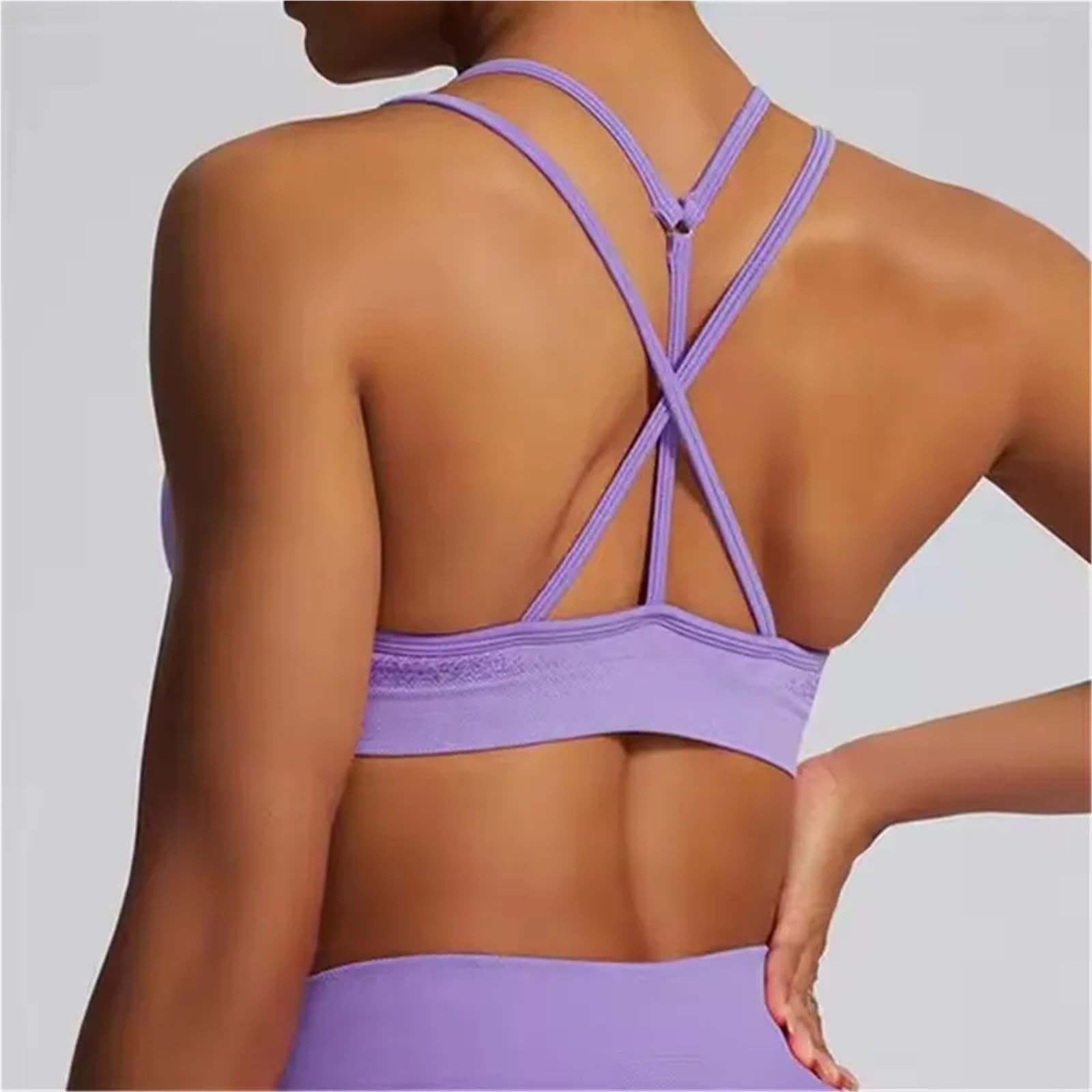 Biustonosze sportowe do treningu, Biustonosz sportowy z wyściełanymi plecami, wiązany na szyi, bezszwowy, krótki top do biegania do jogi, wielokolorowy XS-XL