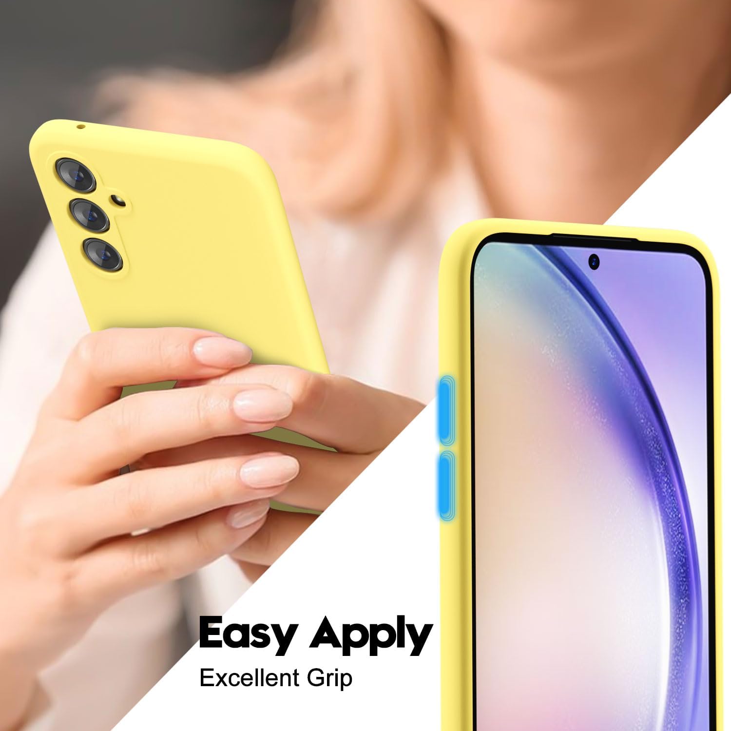 LoeoeL Funda ultrafina para Samsung Galaxy A54 5G, funda de silicona, delgada, minimalista, de goma suave, Jelly A54 5G, para mujeres y hombres, funda de plástico TPU mate liso, amarillo