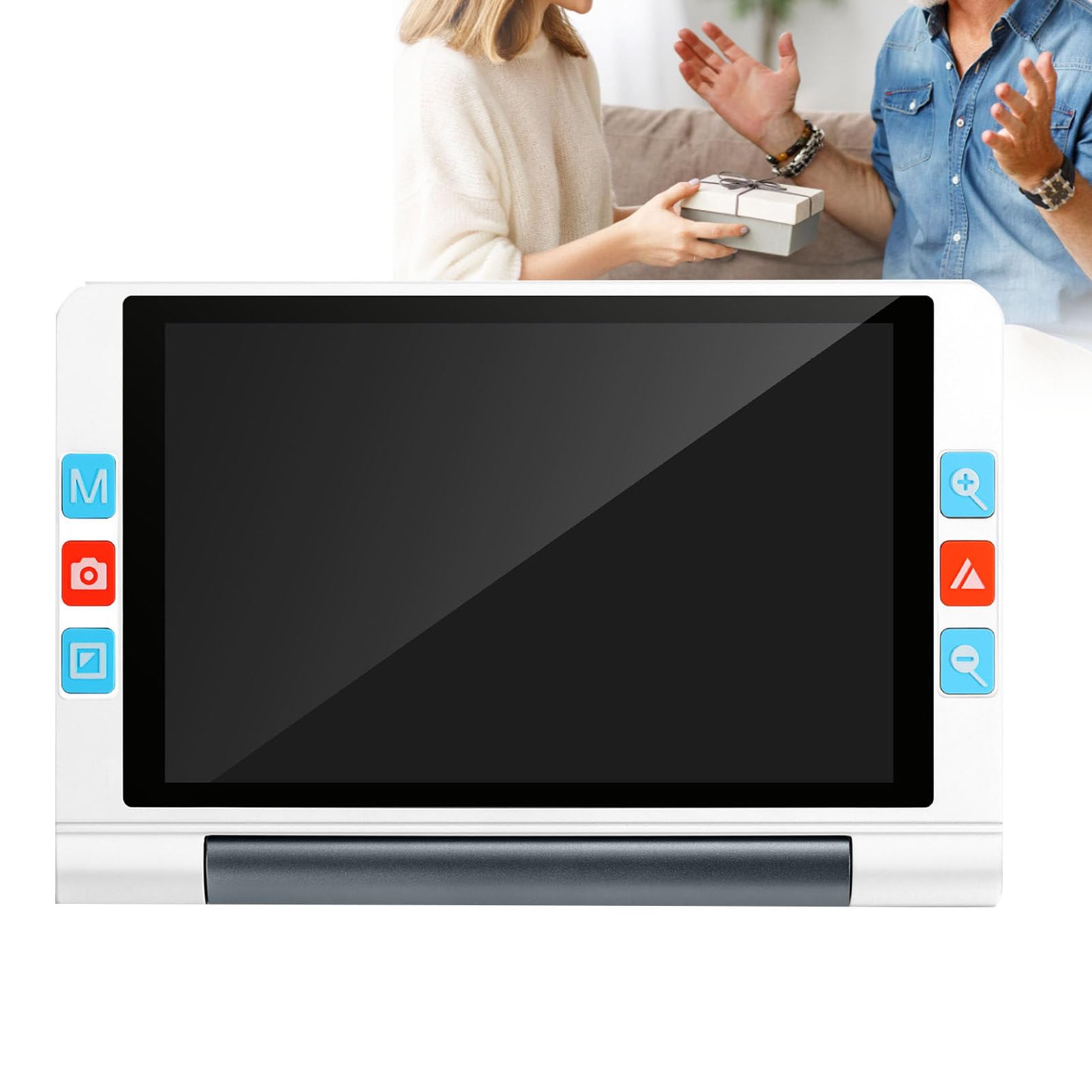 Lupa Digital portátil, Ayuda de Lectura electrónica, Pantalla táctil de 8 Pulgadas 1280x800 con Mango Plegable para visión Baja, Enfoque automático de Lentes de cámara lejos y cercano,White