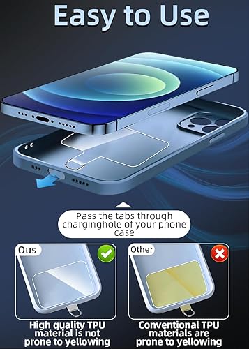 Miniatura 6 de 3 pestañas de sujeción para teléfono + 3 correas de mano con cordón de muñeca, correa cruzada transparente para teléfono, lengüeta de amarre