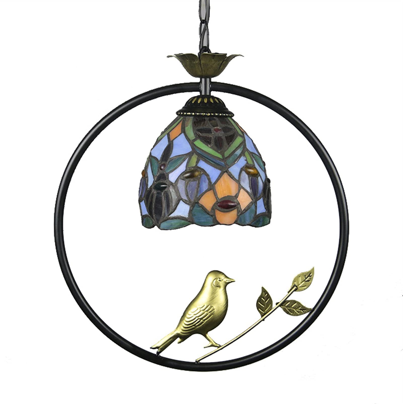 Tiffany Chandelier Glass Lamp Retro S Height Adjustable Backlight For Hanging The Living Room