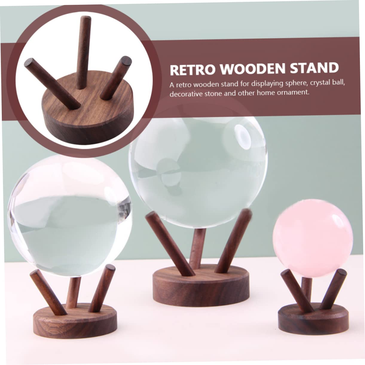 Halter Globus Stativ Feng Dekor Display Holzkugel Kristall Ornament Stein Osterei Glaskugel Rack for Ständer Kugeln Shui Schmuckständer Jade Basis Aufbewahrung Holz S Badregal ( Color : Coffeex2pcs Küche