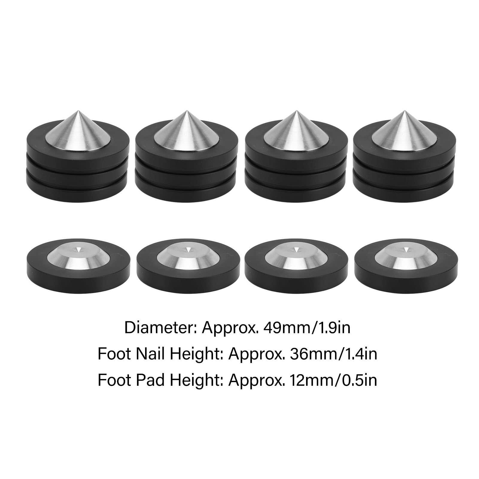 Yunseity 4 Punte per Piedini Isoanti per Altoparlanti 36 X 12 Mm, Cuscinetti Isoanti per Altoparlanti Hifi in Acciaio Inossidabile, Protezioni per Pavimento, per,