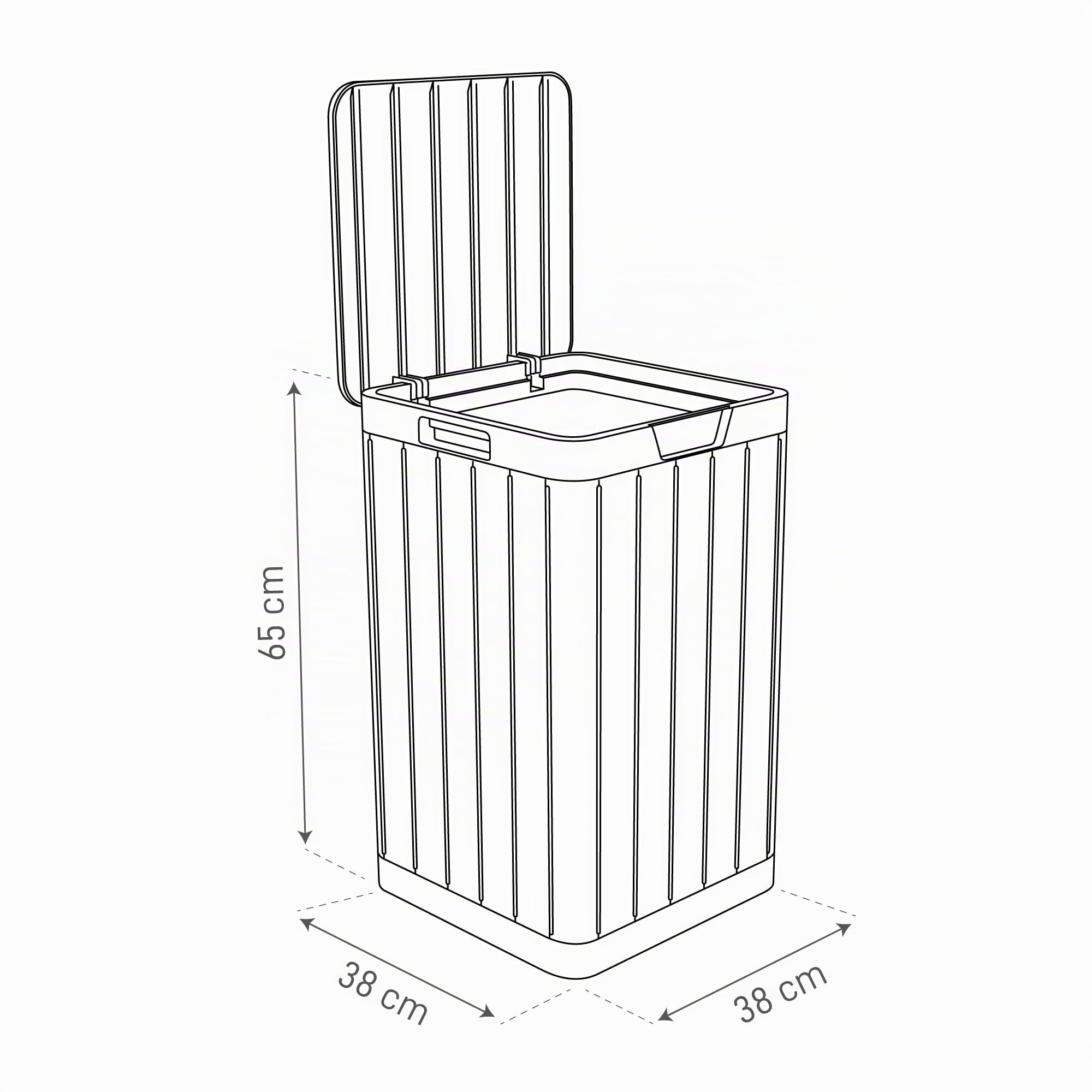 Toomax Rio Garden Bin pattumiera da giardino da 80 litri, 38x38x65h cm, colore nero con maniglie e portasacco, top con apertura a pressione, resistente ai raggi UV, per esterni