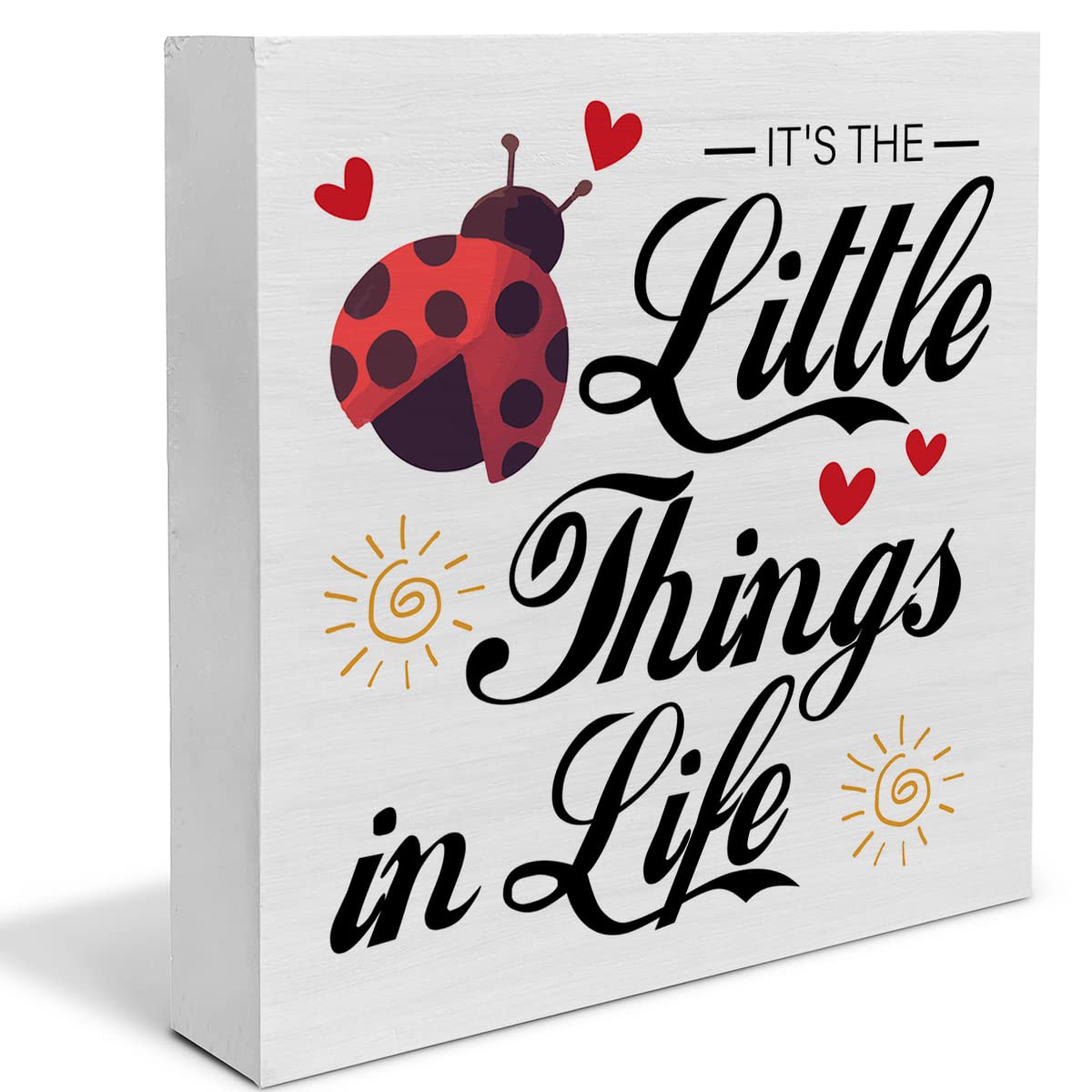 Farmhouse Little Things in Life Quote Wood Box Sign Decor Desk Sign Wooden Box Block Sign Rustic Home Shelf Wall Decor