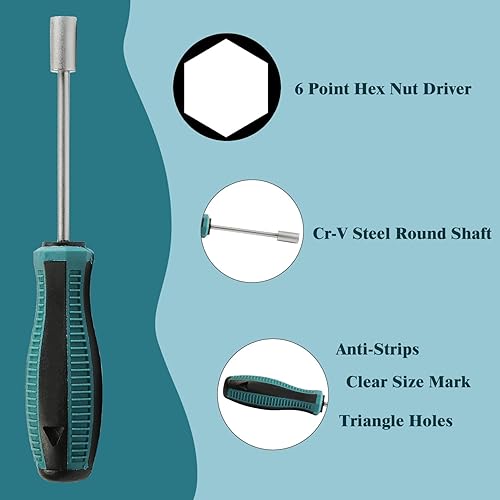 Miniatura 5 de Utoolmart Destornillador de llave de tubo de 0.157 in, llave de tuerca hexagonal, eje redondo de acero Cr-V, no magnético