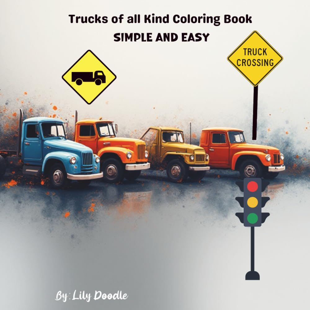 Trucks, in all sizes Coloring Book: Fun & Simple Coloring Book for ages 4-7