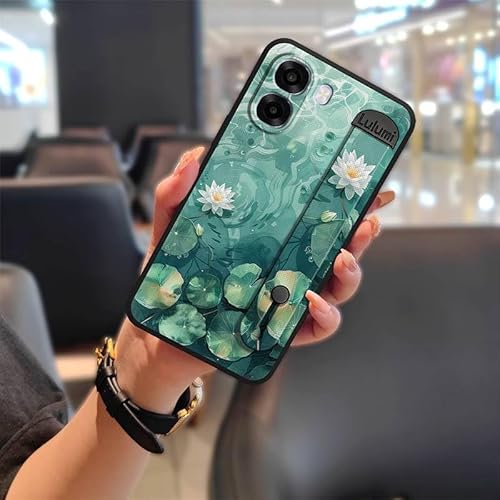 Phone Case Compatible with OPPO A6 4G Global, Kickstand Wrist Strap Soft case Phone Holder Silicone Mobile case Protector Dirt-r