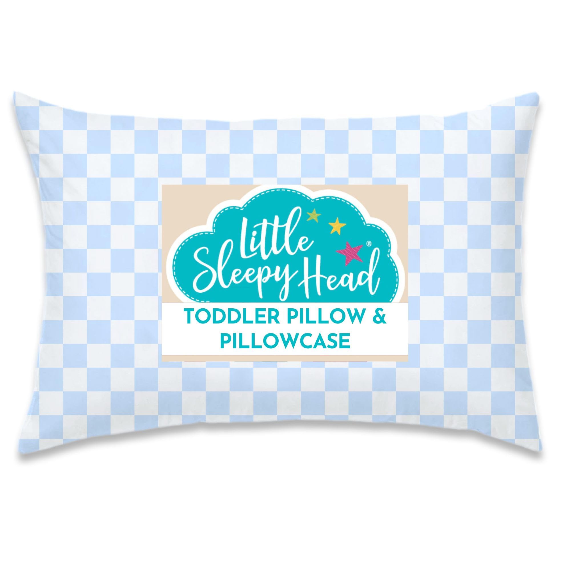 Little Sleepy Head Toddler Pillow with Pillowcase 13x18 - Kids Pillow for Sleeping - Better Neck Support Ergonomic Pillow and Toddler Pillowcase -