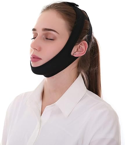 Miniatura 4 de Correa de barbilla antironquidos, correa de soporte de mandíbula, correas ajustables y cómodas para la barbilla, dispositivos antironquidos