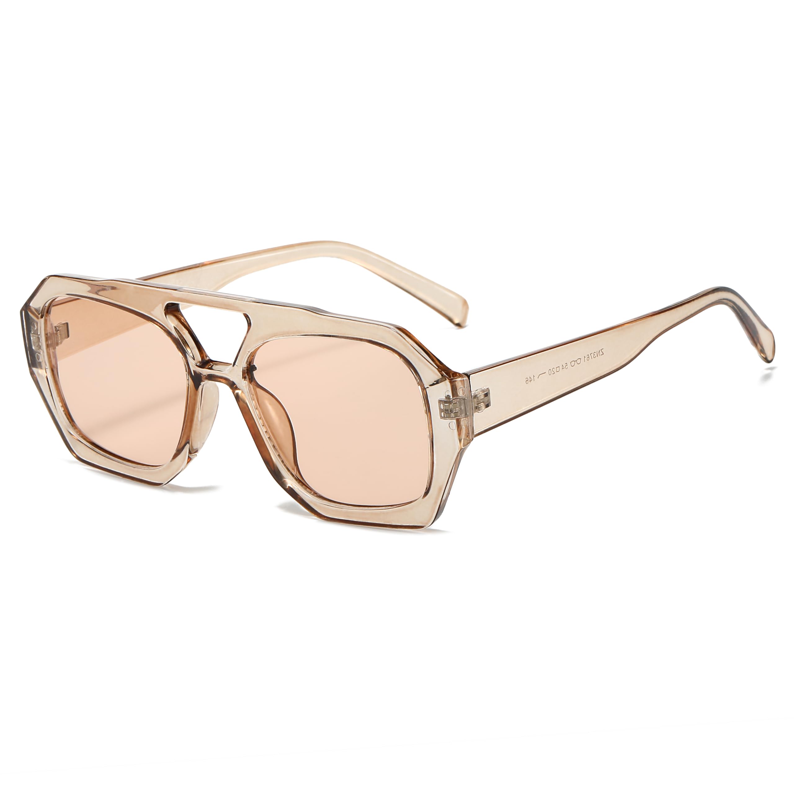 Mirkcittle Trendy Square Aviator Sunglasses for Women Men Hexagonal Thick Frame Double Bridge Designer Inspired Sun Glasses