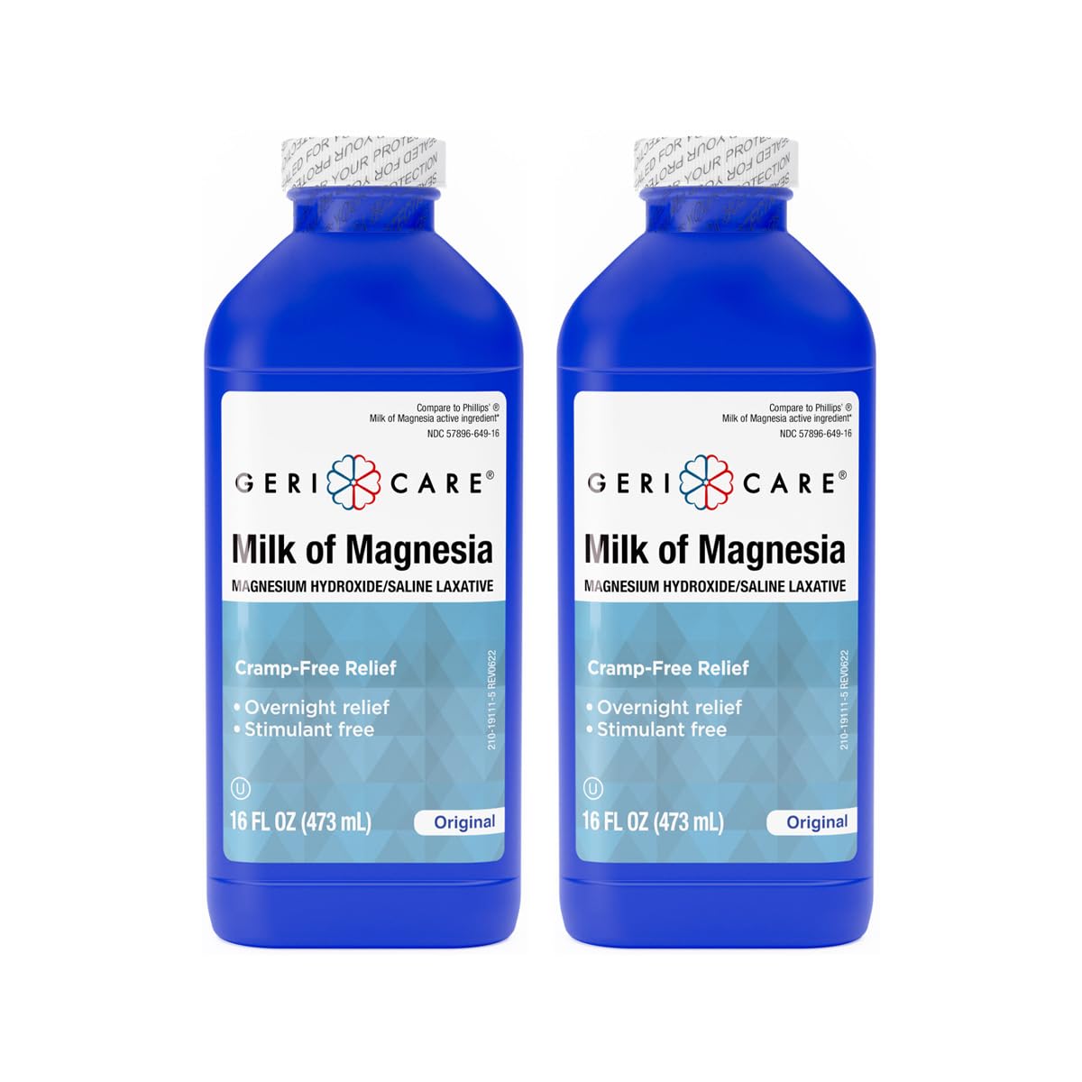 GeriCare Milk of Magnesia, Magnesium Hydroxide 1200mg, Saline Laxative, 16 Fl Oz (Pack of 2)